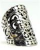 Sterling Silver Wide Cut-out Scroll with Bead Edge Ring