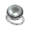 Sterling Silver Mabe Pearl Filigree Ring