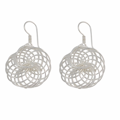 Sterling Silver Interlocking Circles Dangle Earrings