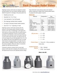 Back Pressure Relief Valves Product Bulletin