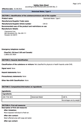 Deionized Water SDS