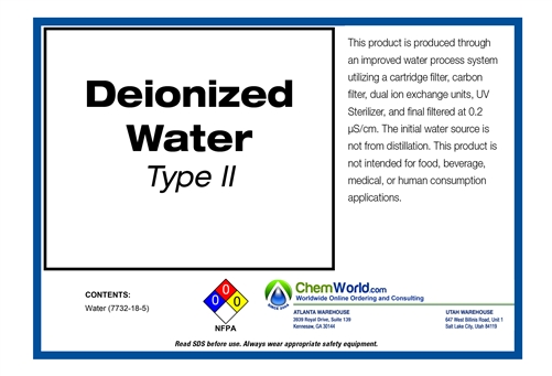 Bulk Deionized Water (DI Water) in 5 Gallon Pail