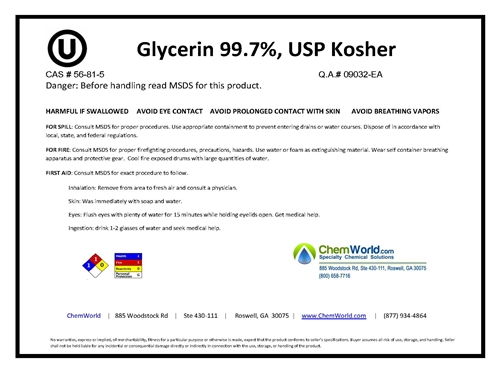GLYCERINE/GLYCEROL 99.7% 128 oz 1 gallon