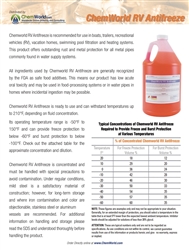 Chemworld RV Antifreeze Product Bulletin