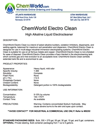 ChemWorld ELECTRO CLEAN Technical Information