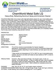 ChemWorld METAL SAFE LQ Technical Information