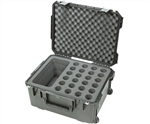 SKB Waterproof Microphone Case Holds 24 Mics with Storage and Wheels