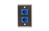 OSP D-2-2PCA Stainless Steel Duplex Wall Plate with 2 Powercon A Blue Connectors