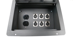Elite Core Recessed Stage Audio Floor Box w/ 6 XLR Mic Connectors & AC Outlets