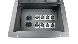 Elite Core Recessed Stage Audio Floor Box w/ 8 XLR Mic Connectors & AC Outlets