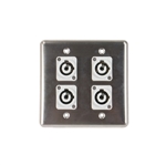 OSP Stainless Steel Quad Wall Plate with 4 Powercon B Grey Connectors