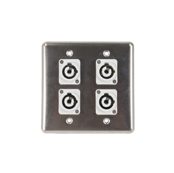 OSP Stainless Steel Quad Wall Plate with 4 Powercon B Grey Connectors