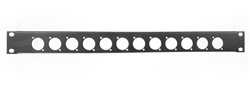 1U Space Punched Rack Panel 12 holes XLR D series Black Metal by Elite core