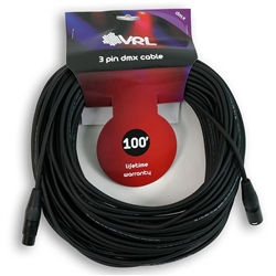 vrl dmx 3 pin pro lighting stage cable 100'