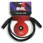 vrl dmx 3 pin lighting cable 5'