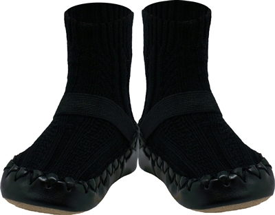Konfetti Black Cable Knit Moccasins