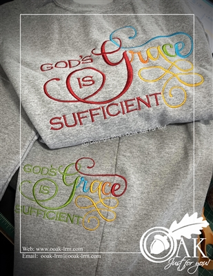 God's Grace Is Sufficient - Sweatshirt & Pants Embroidery, Corinthians 12:9