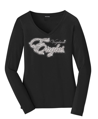 VES Eagles Rhinestone Long Sleeve V-Neck