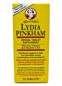 Lydia Pinkham Herbal Supplement w/ Black Cohosh Menopause 72 Tablets