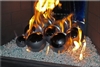 6 inch black on silver high fire Terracotta fireball