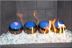 6 inch blue on Dark Brown high fire Terracotta fireball