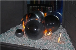 Black on Silver high fire terracotta Fireball