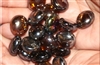 Round dark brown Coffee Cathedral Pearlized drop fire crystals