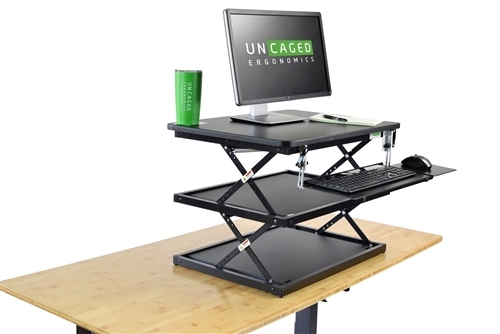 Uncaged Ergonomics CHANGEdesk Adjustable Height Sit to Stand Desk Riser - BLACK