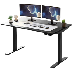 Uncaged Ergonomics (RUBB) Rise Up Electric Height Adjustable Sit/Stand Desk, with Real Bamboo Desktop, Memory, Dual Motors (Black Bamboo Top/ Black Frame)