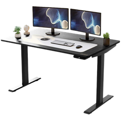 Uncaged Ergonomics (RUBB) Rise Up Electric Height Adjustable Sit/Stand Desk, with Real Bamboo Desktop, Memory, Dual Motors (Black Bamboo Top/ Black Frame)