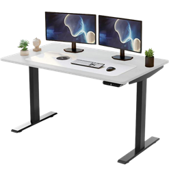 Uncaged Ergonomics (RUBW) Rise Up Electric Height Adjustable Sit/Stand Desk, Memory, Dual Motors (White MDF Top/Black Frame)
