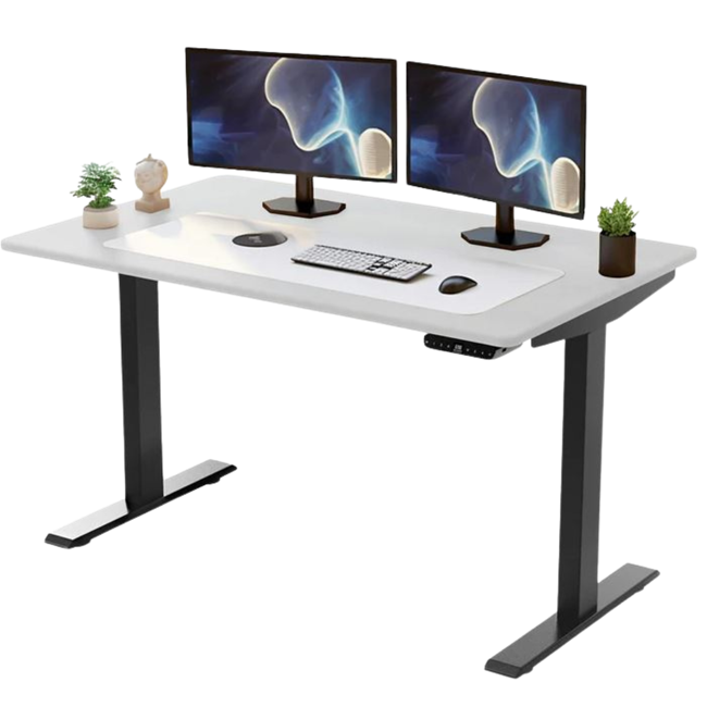 Uncaged Ergonomics (RUBW) Rise Up Electric Height Adjustable Sit/Stand Desk, Memory, Dual Motors (White MDF Top/Black Frame)