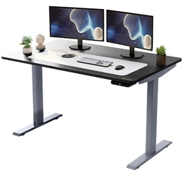 Uncaged Ergonomics (RUGBK) Rise Up Electric Height Adjustable Sit/Stand Desk, with Real Bamboo Desktop, Memory, Dual Motors (Black Bamboo Top/ Grey Frame)