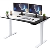 Uncaged Ergonomics (RUWBK) Rise Up Electric Height Adjustable Sit/Stand Desk, with Real Bamboo Desktop, Memory, Dual Motors (Black Bamboo Top/ White Frame)