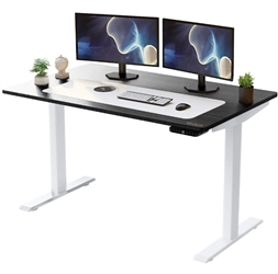Uncaged Ergonomics (RUWBK) Rise Up Electric Height Adjustable Sit/Stand Desk, with Real Bamboo Desktop, Memory, Dual Motors (Black Bamboo Top/ White Frame)