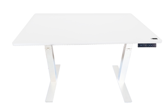 Uncaged Ergonomics (RUWW) Rise Up Electric Height Adjustable Sit/Stand Desk, Memory, Dual Motors (White MDF Top/White Frame)