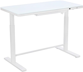 Uncaged Ergonomics (RUglass) Rise Up Electric Height Adjustable Sit/Stand Desk (White Glass Top/White Frame)