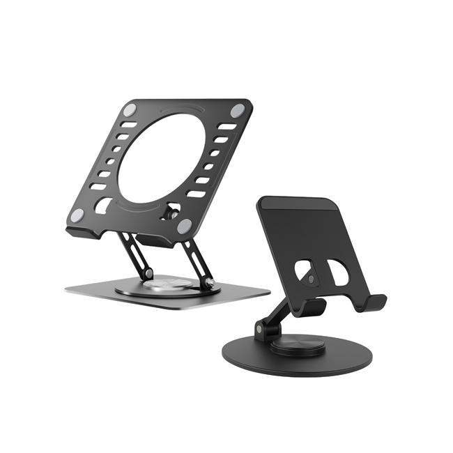 RISE Adjustable Laptop Desk Stand, Reading & Tablet Stand and Adjustable Phone Stand Bundle (Black)