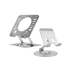 RISE Adjustable Laptop Desk Stand, Reading & Tablet Stand and Adjustable Phone Stand Bundle (SILVER)