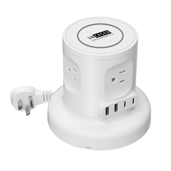 Uncaged Ergonomics Wireless Retractable Power Strip with Auto Cord Management & Wireless Charger