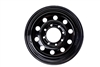 16" x 6" black steel modular trailer wheel with a 8 on 6.5" lug pattern