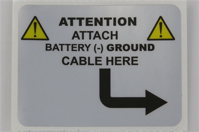 KTI Hydraulics Battery Ground Label