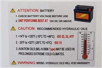 KTI Battery and Oil Temp Warning Sticker