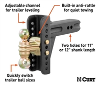 CURT 2-1/2" Adjustable Ball Mount  w/ 2-5/16" & Pintle Mount Combo-20,000 lbs.