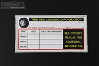 Tire and Loading Information Decal