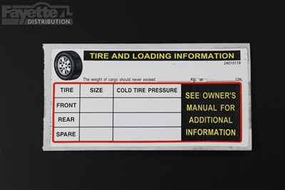 Tire and Loading Information Decal