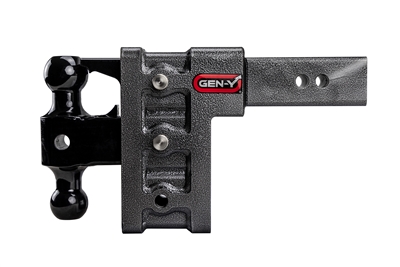 Gen-Y Mega-Duty 2-1/2" 21K 6" Drop Adjustable Ball Mount w/ 2" & 2-5/16" Versa-ball and Pintle Lock