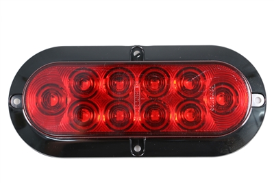 6.5" LED Oval Stop Turn & Tail Light - Plastic Housing - Red