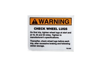"Check Wheel Lugs" Trailer Warning Sticker