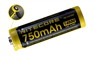 NITECORE NL1475R 750mAh 14500 Built-in Micro-USB Rechargeable Li-ion Battery